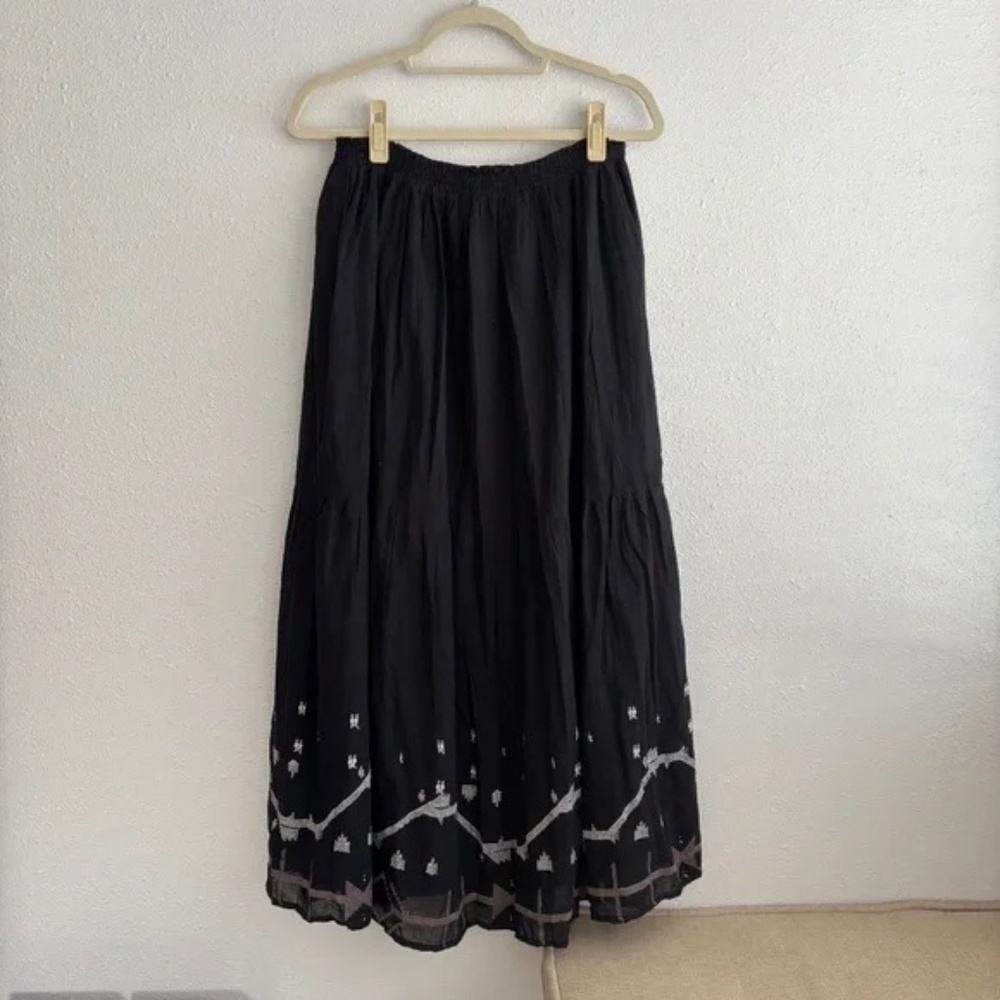 Mirth Paros Black/White Cotton Maxi Skirt in Black Carnival - Picture 3 of 5